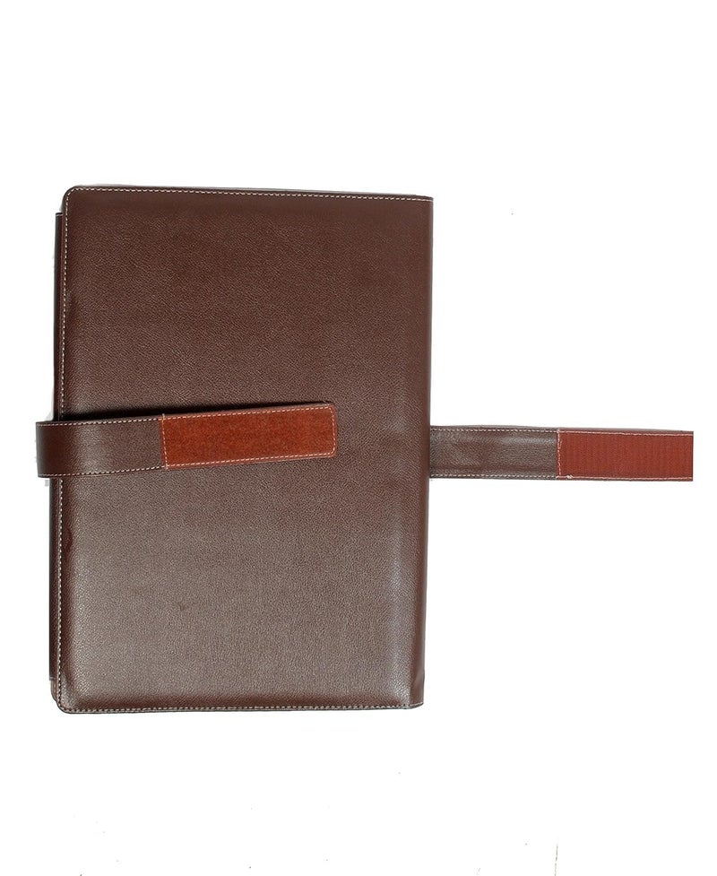 NJ OVERSEAS Dak Folder Rfid Protected,Leather Binder File,Four Flapper Pu Leather Folder,Useful For Keeping Highly Precious Documents,Leather Cover With Velcro Belt Closure(Size: 15 X 11 Inch)(Brown) - Image 3