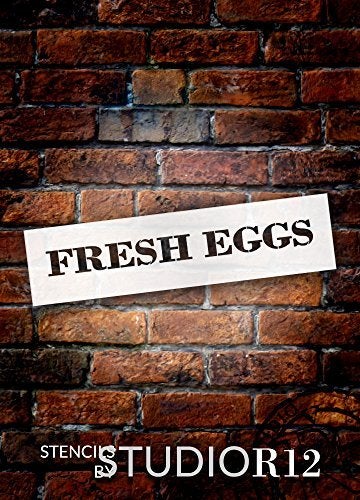 Studio R 12 Fresh Eggs Stencil by StudioR12 | Chicken Coop Wall Art DIY Home Decor- Farmhouse | Use for Painting Wood Signs for Country Hen House | Chalk, Mixed Media | Reusable Mylar Temp - Select Size - Image 2