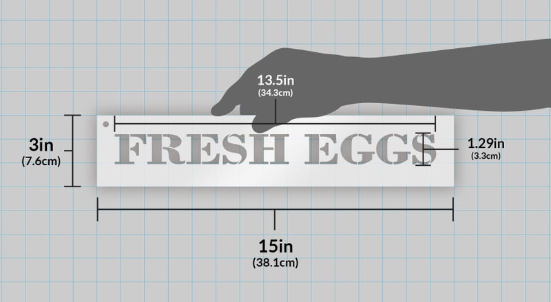 Studio R 12 Fresh Eggs Stencil by StudioR12 | Chicken Coop Wall Art DIY Home Decor- Farmhouse | Use for Painting Wood Signs for Country Hen House | Chalk, Mixed Media | Reusable Mylar Temp - Select Size - Image 3