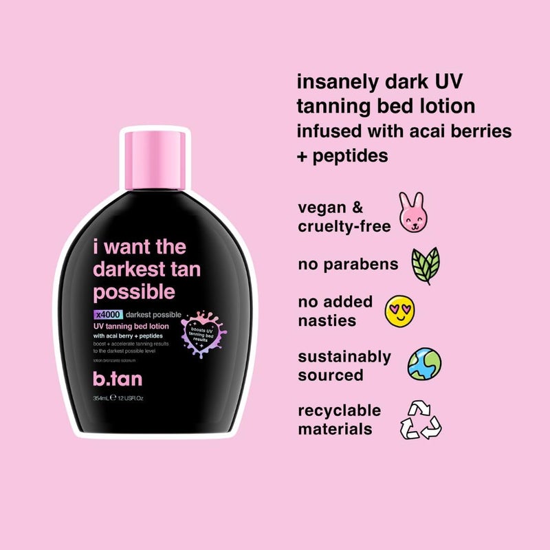 b tan b.tan Tanning Oil & UV Tan Bed Lotion Kit | Best Dark Sun Tanner Bundle - Fast, Tinted, Indoor Outdoor Browning Accelerator Cream & Dark Bronzing Spray, Body Tan Extender, No Suntan Protection - Image 4