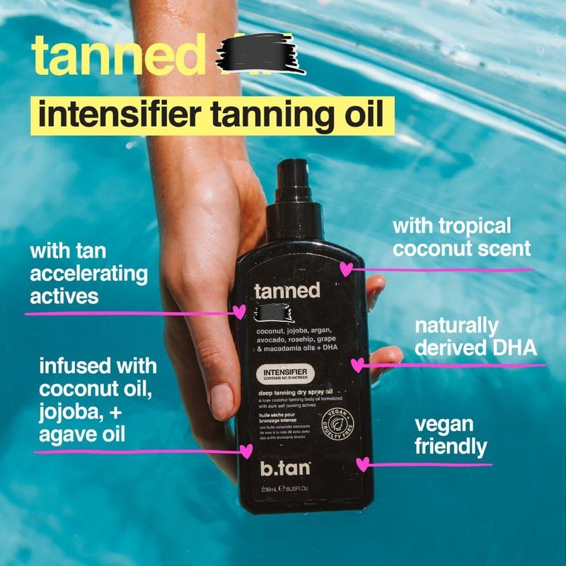b tan b.tan Tanning Oil & UV Tan Bed Lotion Kit | Best Dark Sun Tanner Bundle - Fast, Tinted, Indoor Outdoor Browning Accelerator Cream & Dark Bronzing Spray, Body Tan Extender, No Suntan Protection - Image 3