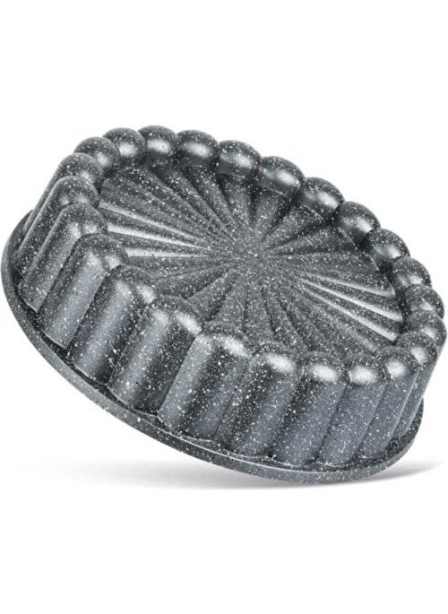 Zetmon - Granite Cast Iron Tart Mold Gray 26CM Sliced ​​Tart Pie Mold Fireproof Non-Stick Black Rose - Image 1