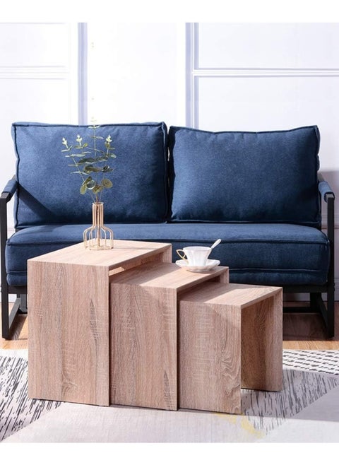 3 Pieces Multifunctional Wooden Coffee Table Set for Living Room Sofa biege