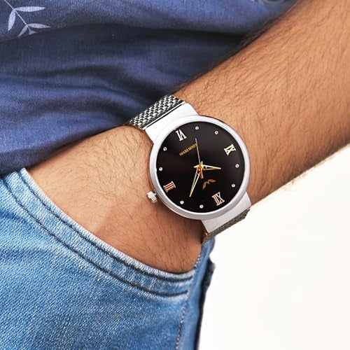 LOUIS DEVIN Stainless Steel Chain Analog Wrist Watch for Men (Black Dial) | LD-GR078-BLK-CH - Image 2
