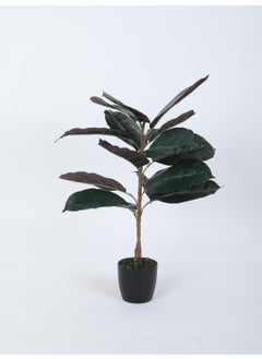 ARICK DECOR Arickdecor Artificial Rubber Plant Basic Black Pot for Interior DecorHome DecorOffice Decor 75 cm Tall GreenRed  - Image 2