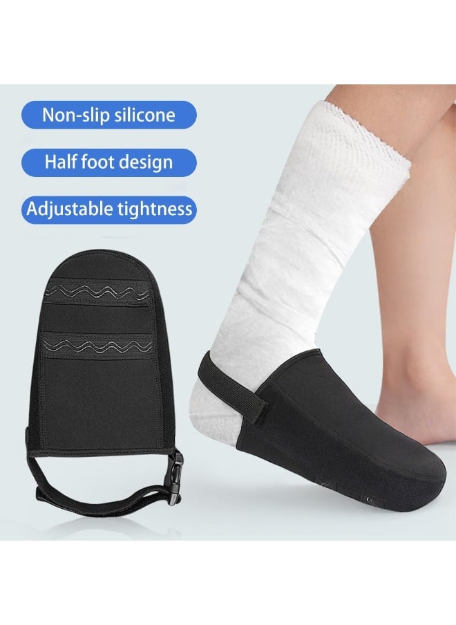 2PCS Cast Sock Toe Cover with Anti-Slip Strap, Adjustable Cast Protector Half Foot Keep Toes Warms and Clean, Protect Cast Walking Aids Boot Toe Warmer
