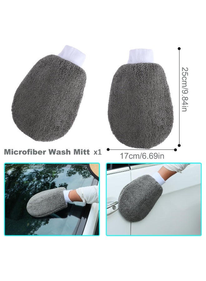 Halamodo Car Cleaning Tools Kit Car Detailing Set Tire Brush Polishing Towel Cloth Wash Sponge Microfiber Cleaning Mitt Towels Kit - Image 4