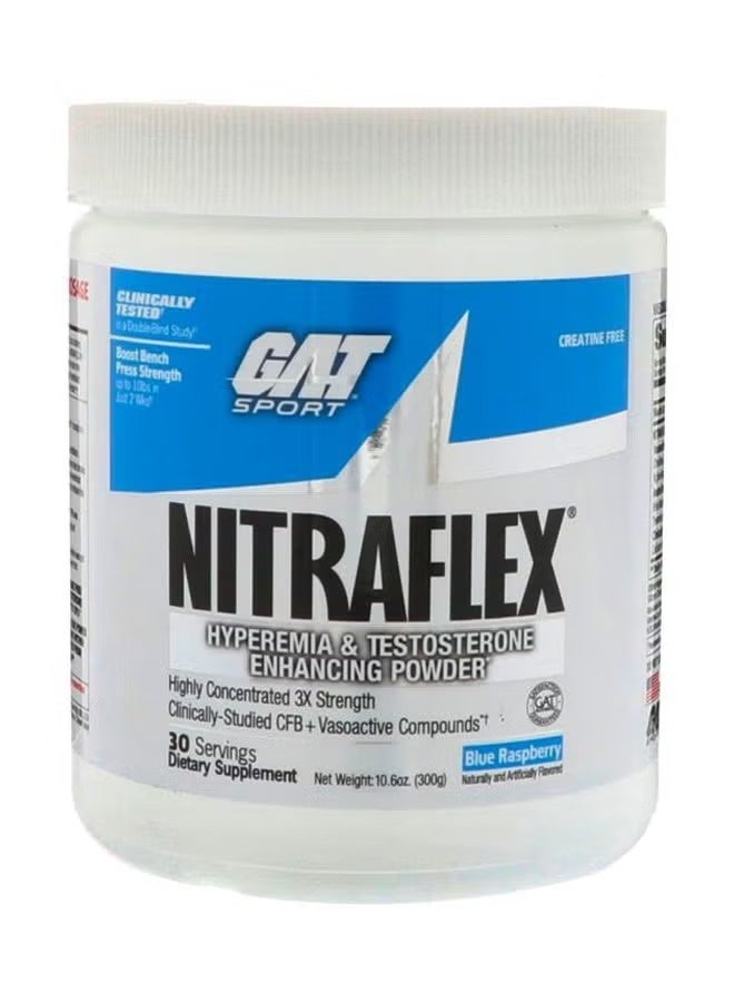 GAT Nitraflex Blue Raspberry Pre Workout 30 Servings 300g Gym Nutrition Powder - Image 1