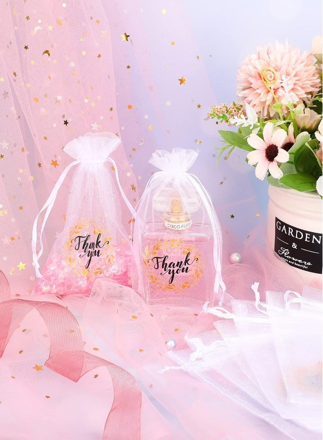 ٥٠ قطعة من أكياس الهدايا الشفافة من الأورغنزا بخيوط سحب، مقاس ٤x٦ بوصة، أكياس حفلات الزفاف والمناسبات، أكياس الحلوى، أكياس الهدايا من الأورغنزا الشفافة (بيضاء) - Image 2