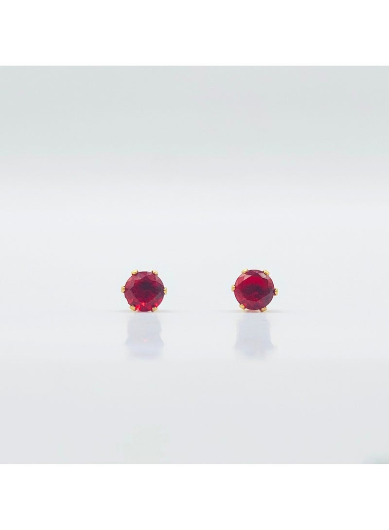 Earss Ruby Birth Stone July Gold Earring | Stainless Steel | 18K Gold Plated - Image 2