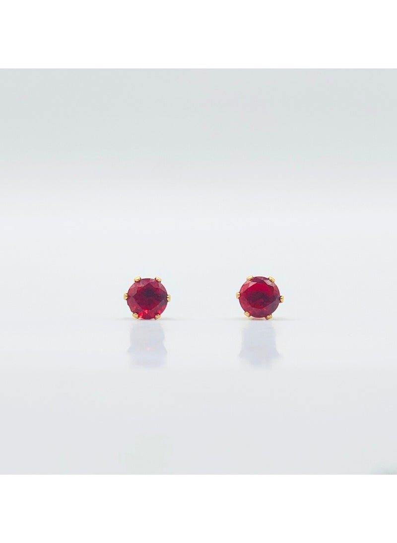 Earss Ruby Birth Stone July Gold Earring | Stainless Steel | 18K Gold Plated  - Image 1