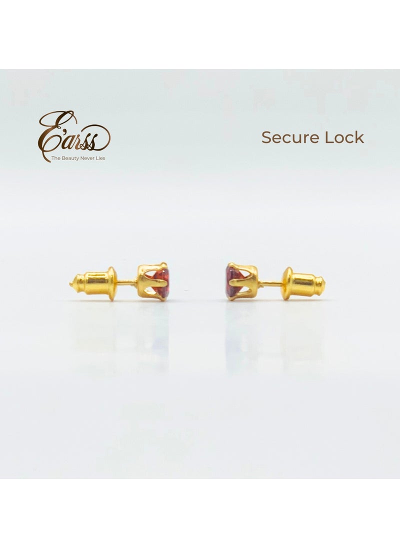 Earss Ruby Birth Stone July Gold Earring | Stainless Steel | 18K Gold Plated  - Image 5