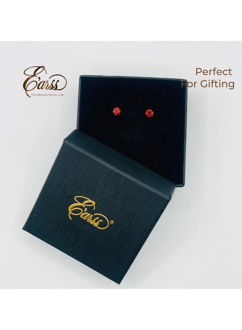 Earss Ruby Birth Stone July Gold Earring | Stainless Steel | 18K Gold Plated - Image 5