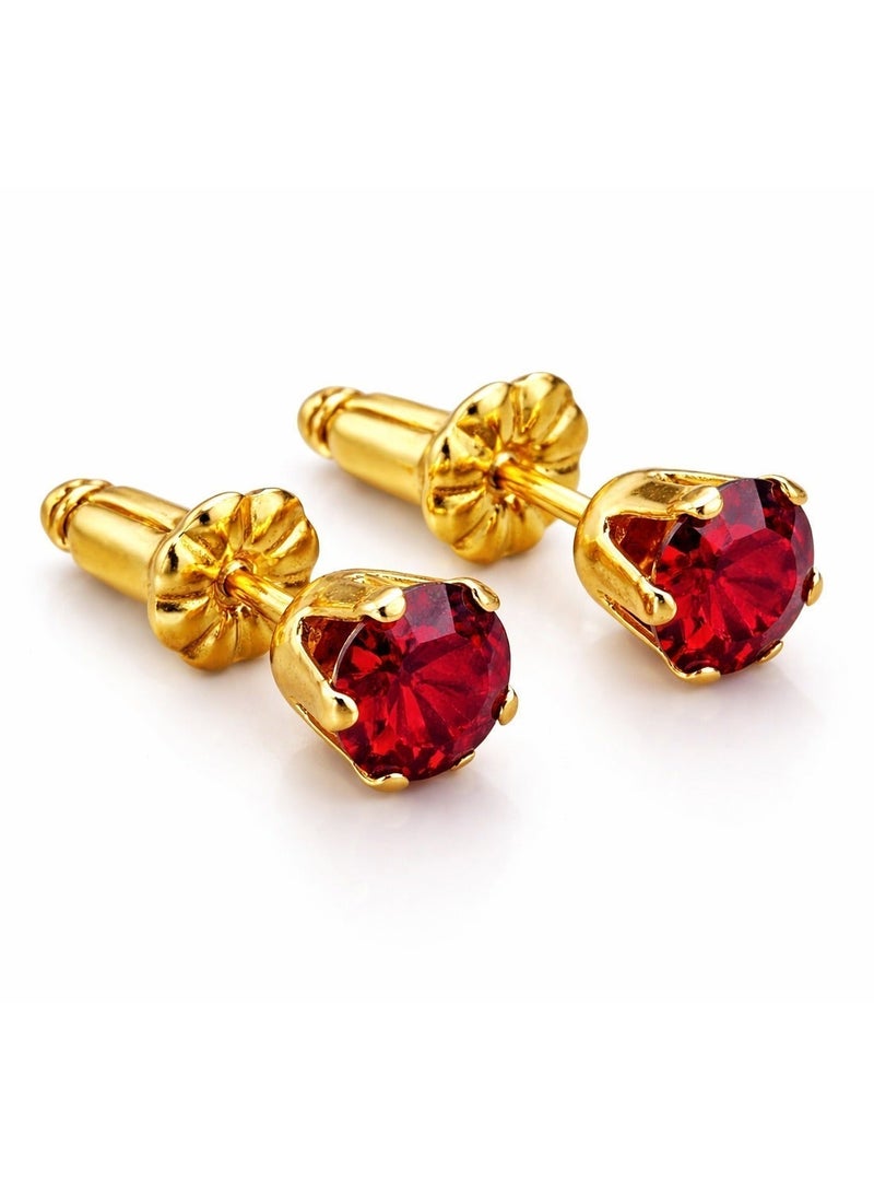 Earss Ruby Birth Stone July Gold Earring | Stainless Steel | 18K Gold Plated - Image 1