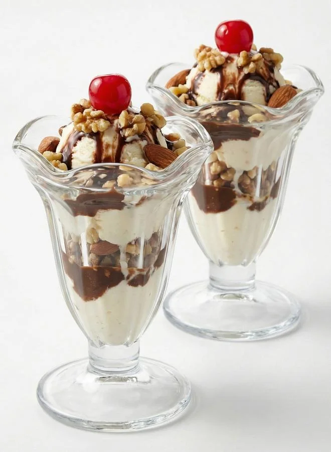 كويزين أرت طقم من 2 كوب آيس كريم زجاج 190 مل