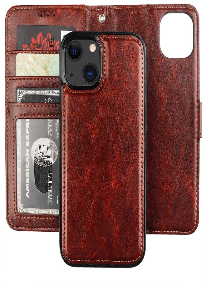 Bocasal Detachable Wallet Case for iPhone 13 RFID Blocking Card Slots Holder Premium PU Leather Magnetic Kickstand Shockproof Wrist Strap Removable Flip Protective Cover 5G 6.1 inch (Brown) - Image 1