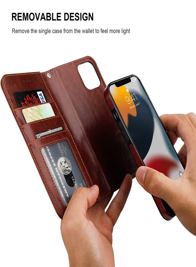 Bocasal Detachable Wallet Case for iPhone 13 RFID Blocking Card Slots Holder Premium PU Leather Magnetic Kickstand Shockproof Wrist Strap Removable Flip Protective Cover 5G 6.1 inch (Brown) - Image 4