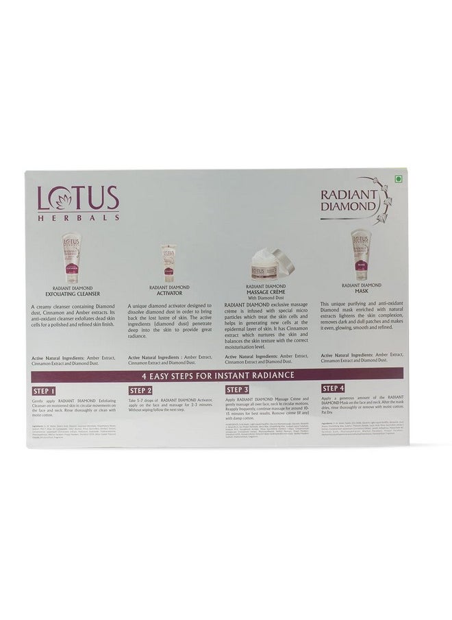 LOTUS HERBALS Radiant Diamond Cellular Radiance 5 In 1 Facial Kit | With Diamon Dust & Cinnamon | For All Skin Types | 170G  - Image 1