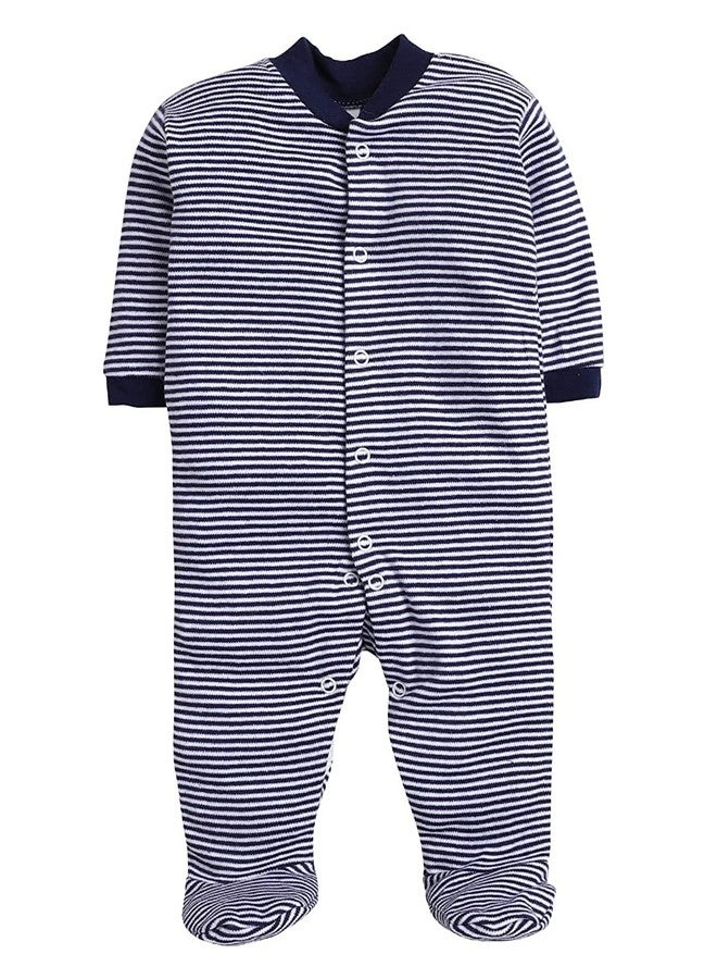 EIO 100% Cotton Rompers/Sleep Suits/Jumpsuit/Night Suits for Baby Boys & Girls, Infants, New Born Pack of 3 Navy - Image 2
