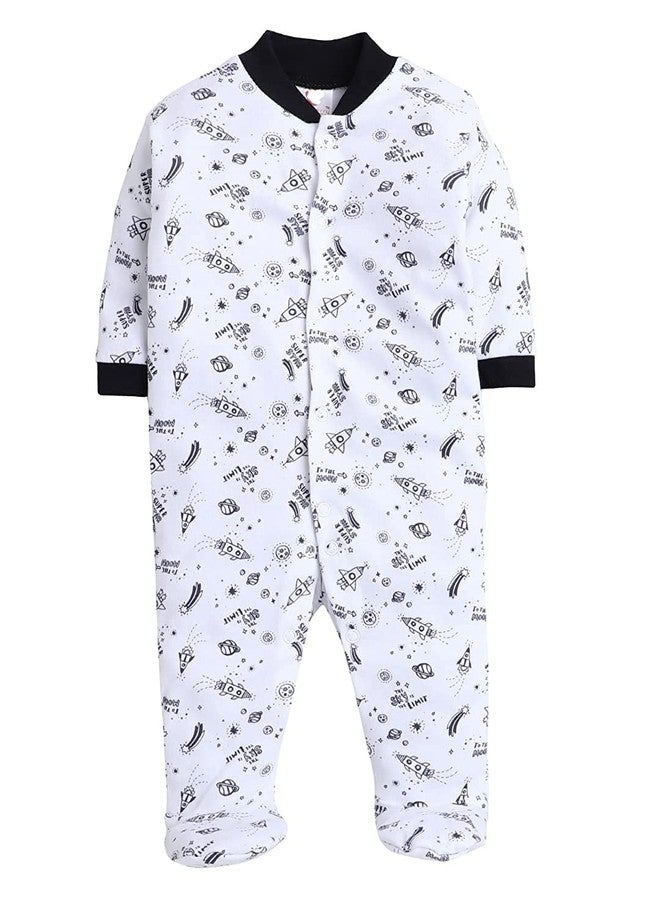 EIO 100% Cotton Rompers/Sleep Suits/Jumpsuit/Night Suits for Baby Boys & Girls, Infants, New Born Pack of 3 Navy - Image 3