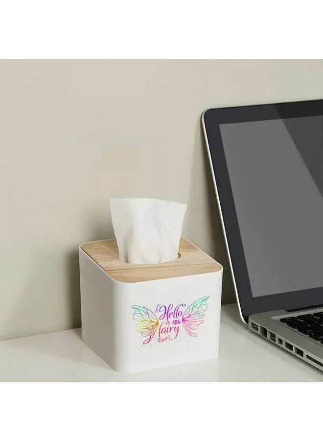 صندوق المناديل الخشبي ذو الغطاء مربع الشكل باللون الأبيض على الطراز الأوروبي للمعيشة والفنادق - Image 5