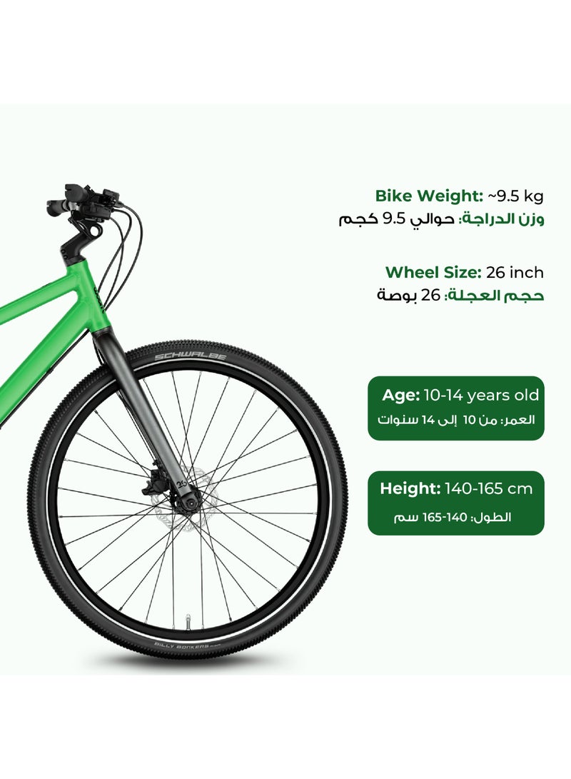 Woom EXPLORE 6 Kids Bike | 26-inch Wheels Youth Bicycle | Ages 10-14 | Superlight Aluminum Frame | 8-Speed | All-Terrain Tires | Disc Brakes - Image 5