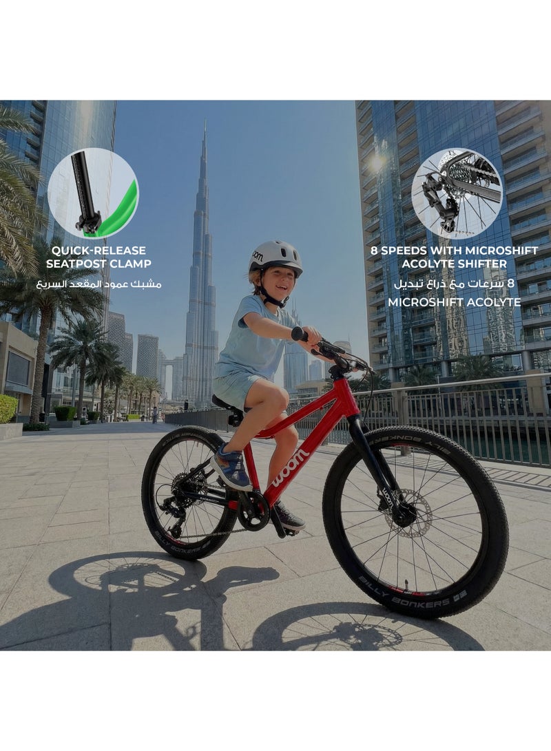 Woom EXPLORE 6 Kids Bike | 26-inch Wheels Youth Bicycle | Ages 10-14 | Superlight Aluminum Frame | 8-Speed | All-Terrain Tires | Disc Brakes - Image 4