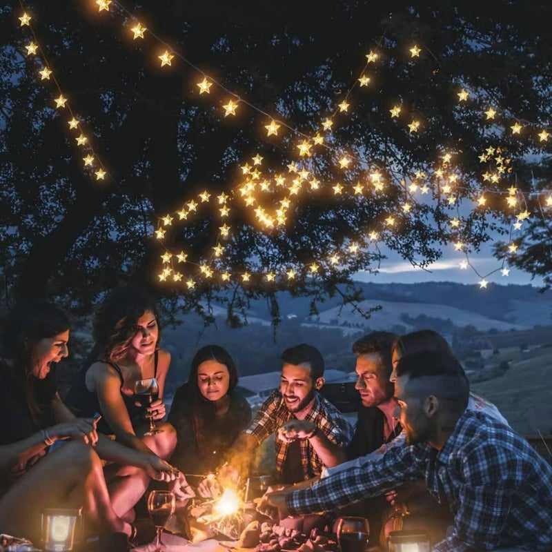 CESOF Ramadan Decorations Star String Lights, 20 FT 40 LED Battery Operated Twinkle Lights Warm White Cute Hanging Star Fairy Light for Bedroom Room Office Home Camper Indoor Outdoor Eid Xmas Tree Decor - Image 5