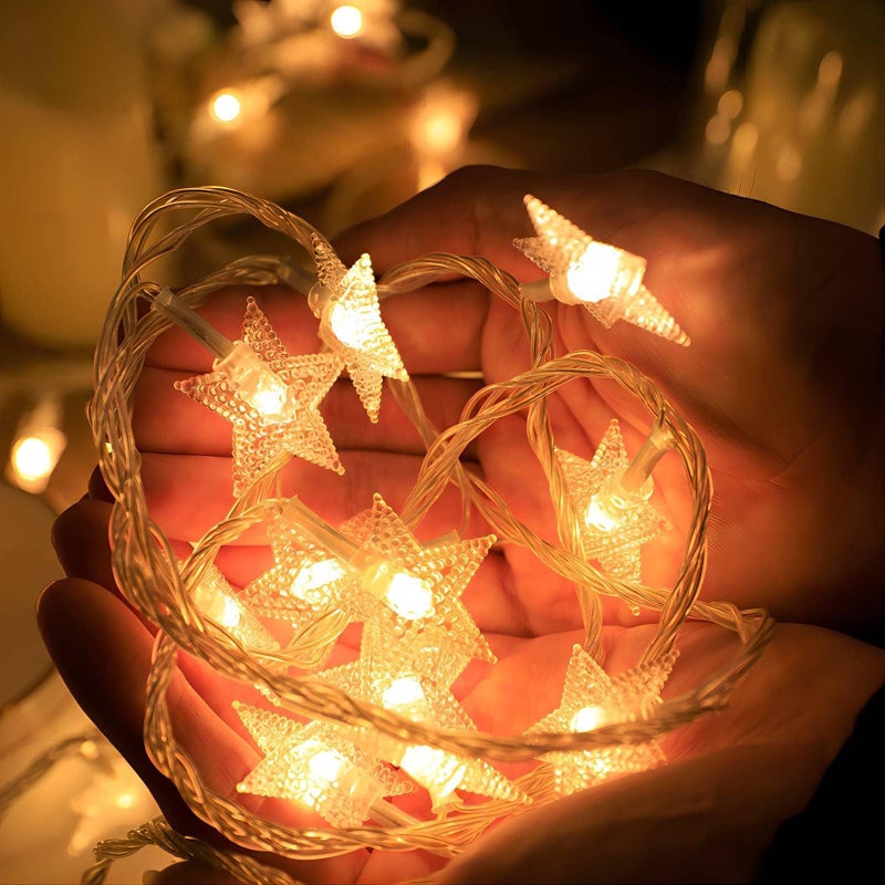 CESOF Ramadan Decorations Star String Lights, 20 FT 40 LED Battery Operated Twinkle Lights Warm White Cute Hanging Star Fairy Light for Bedroom Room Office Home Camper Indoor Outdoor Eid Xmas Tree Decor - Image 2