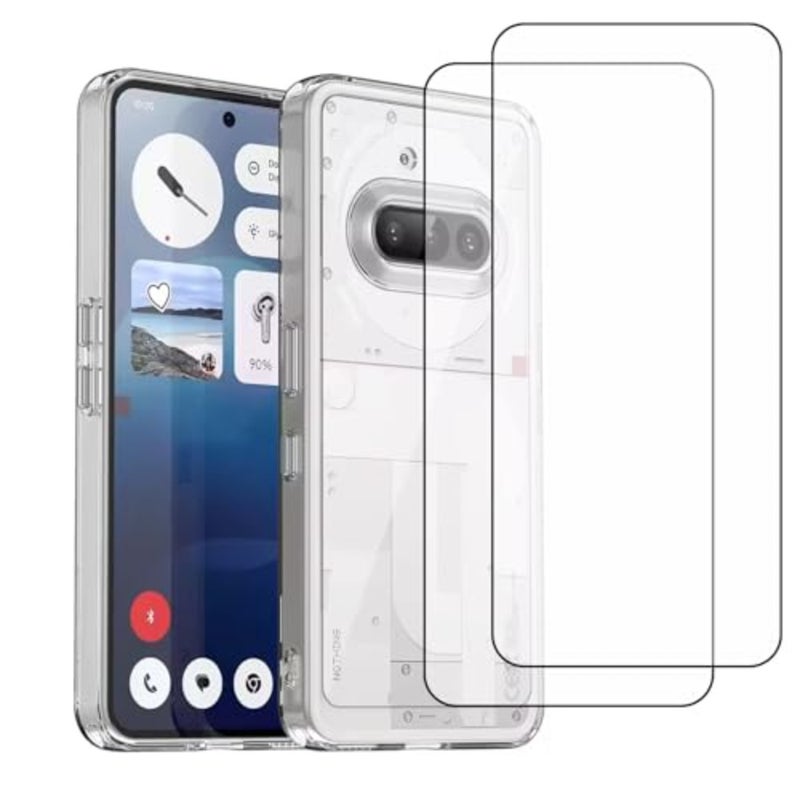 1+2pcs Case Compatible with Nothing Phone (4a) Case Cover (2Pcs) Screen Protector Tempered Glass Protector Soft TPU Transparent Cover - Image 1