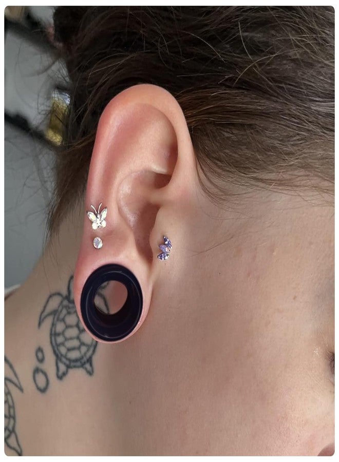 Cisyozi 4G Black Acrylic Ear Gauges Plugs Tunnels Earrings for Ears Stretching Kit 4 Gauge Platic Ear Tunnel Earrings Plug Double Flare Gauges Size 5mm Piercing Jewelry Women Men 3/16 inch - Image 3