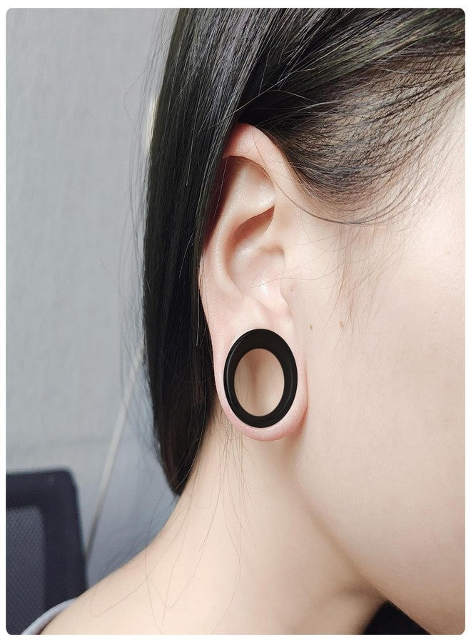 Cisyozi 4G Black Acrylic Ear Gauges Plugs Tunnels Earrings for Ears Stretching Kit 4 Gauge Platic Ear Tunnel Earrings Plug Double Flare Gauges Size 5mm Piercing Jewelry Women Men 3/16 inch - Image 4