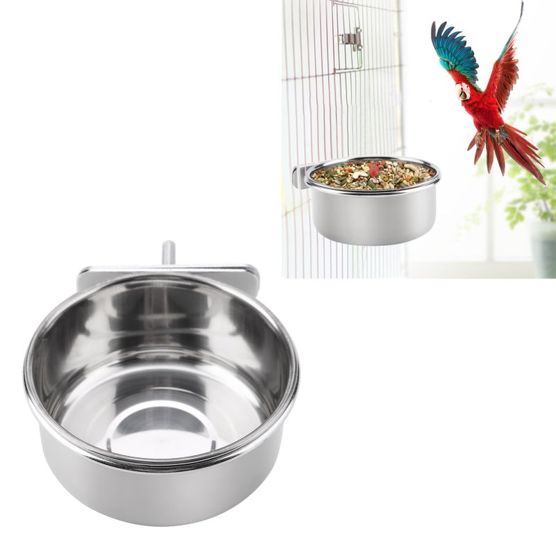 Stainless Steel Food Water Feeding Bowl Parrot Parakeet Feeder Bird Cage Accessory S - Image 3