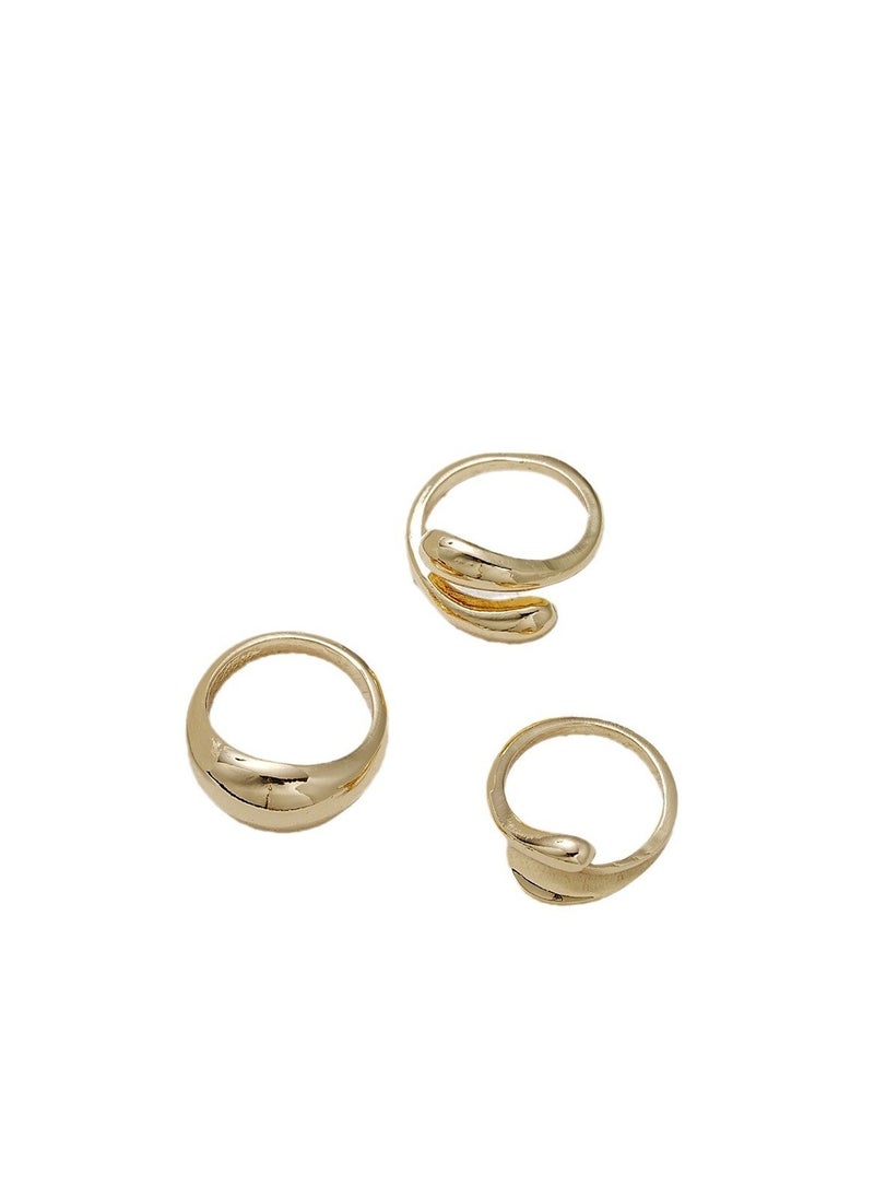 Huitich 3-Piece Gold-Tone Minimalist Ring Set  - Image 1