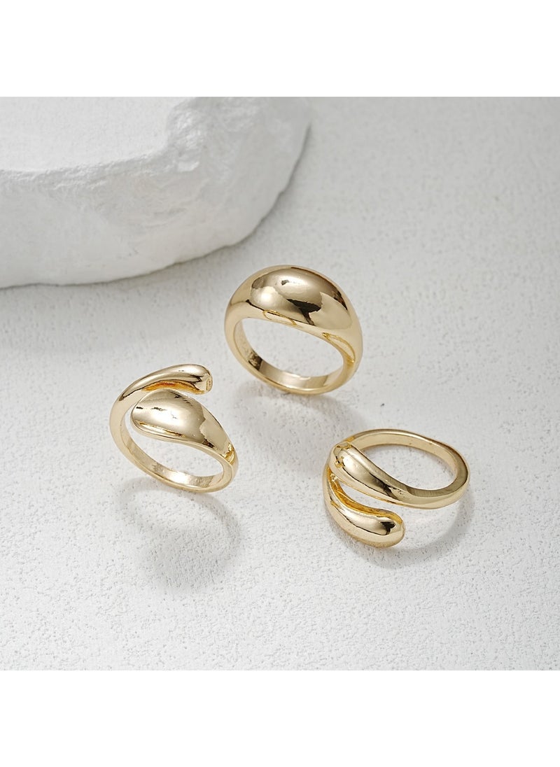 Huitich 3-Piece Gold-Tone Minimalist Ring Set  - Image 2