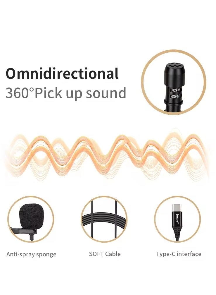 Jmary Jmary MCR2 Professional Type C Interface lapel mic 3.5mm micro type Mic Mobile Phone PC voice lavalier microphone - Image 3