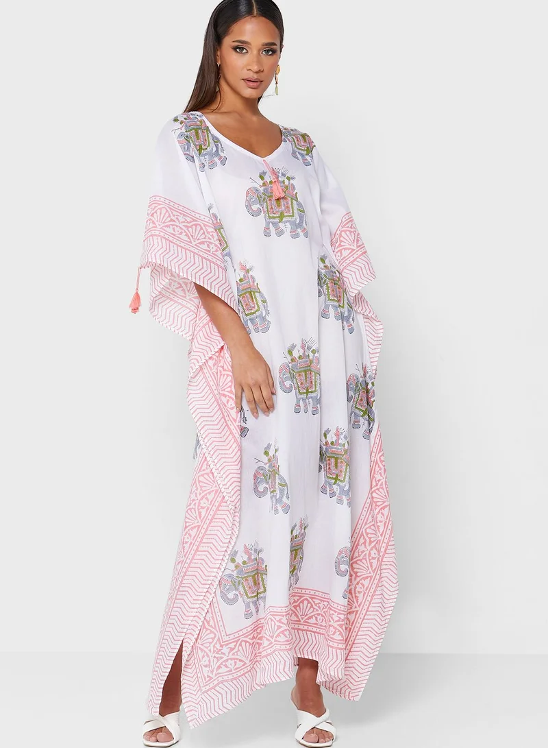 ARABIAN CLOSET Cape Sleeve Printed Kaftan
