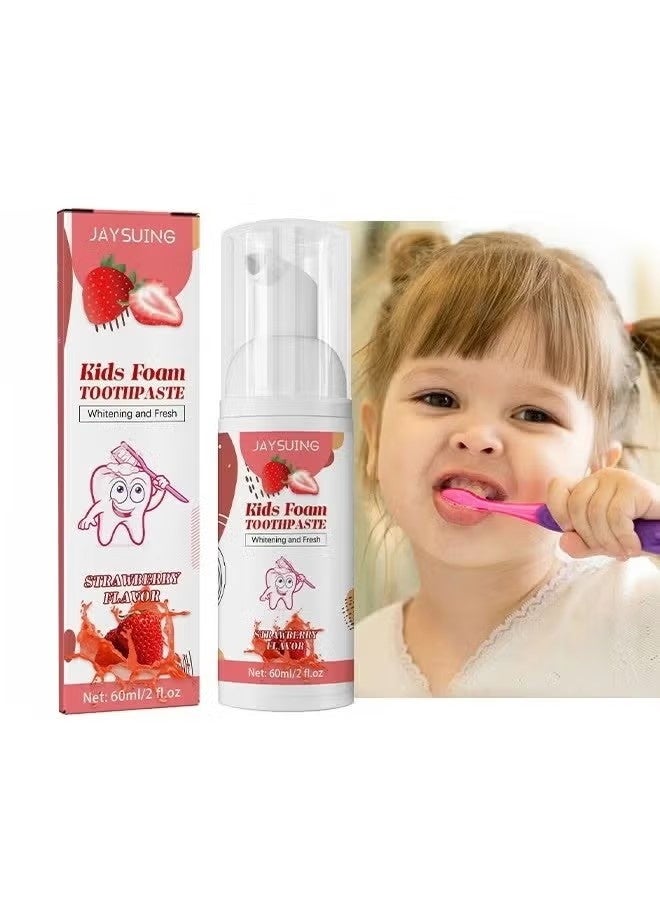 Jaysuing Rids Foam Toothpaste,Children's Low Fluoride Toddler Toothpaste, Dental Care For Children 3 Years And Up, Super Fine Mousse Foam, Easy To Use (Strawberry Flavors) 60ml - Image 1