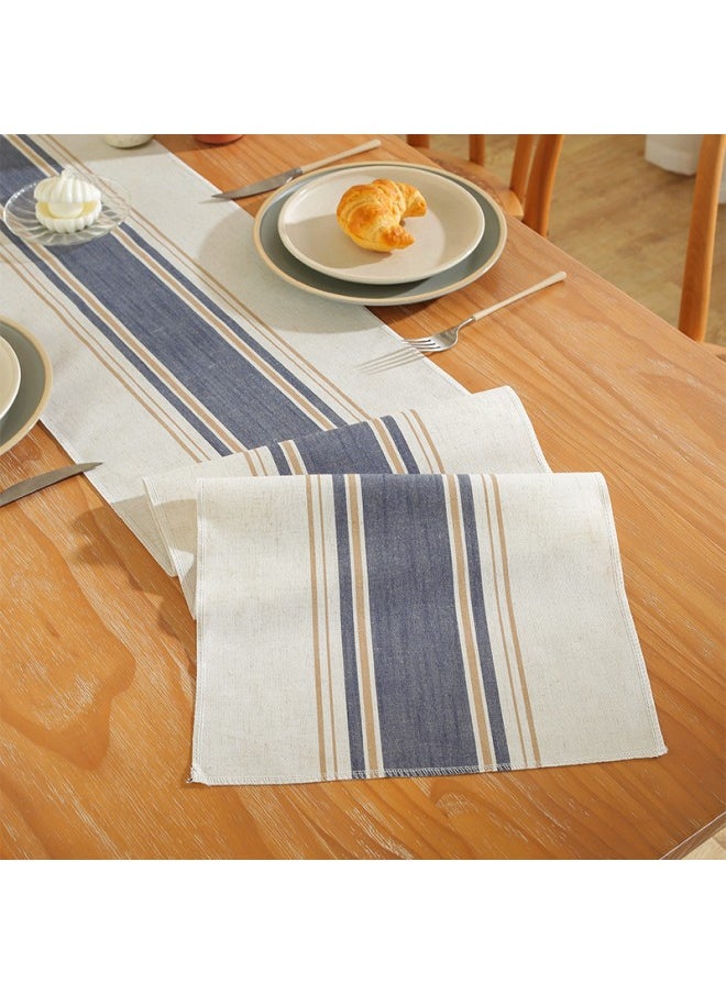 WAOKN 33x183 cm Polyester Fiber Table Runner, Patchwork Color Imitation Cotton and Linen Tablecloth Cover, Suitable for Wedding Bridal Shower Family Table Decoration (White and Blue)  - Image 3