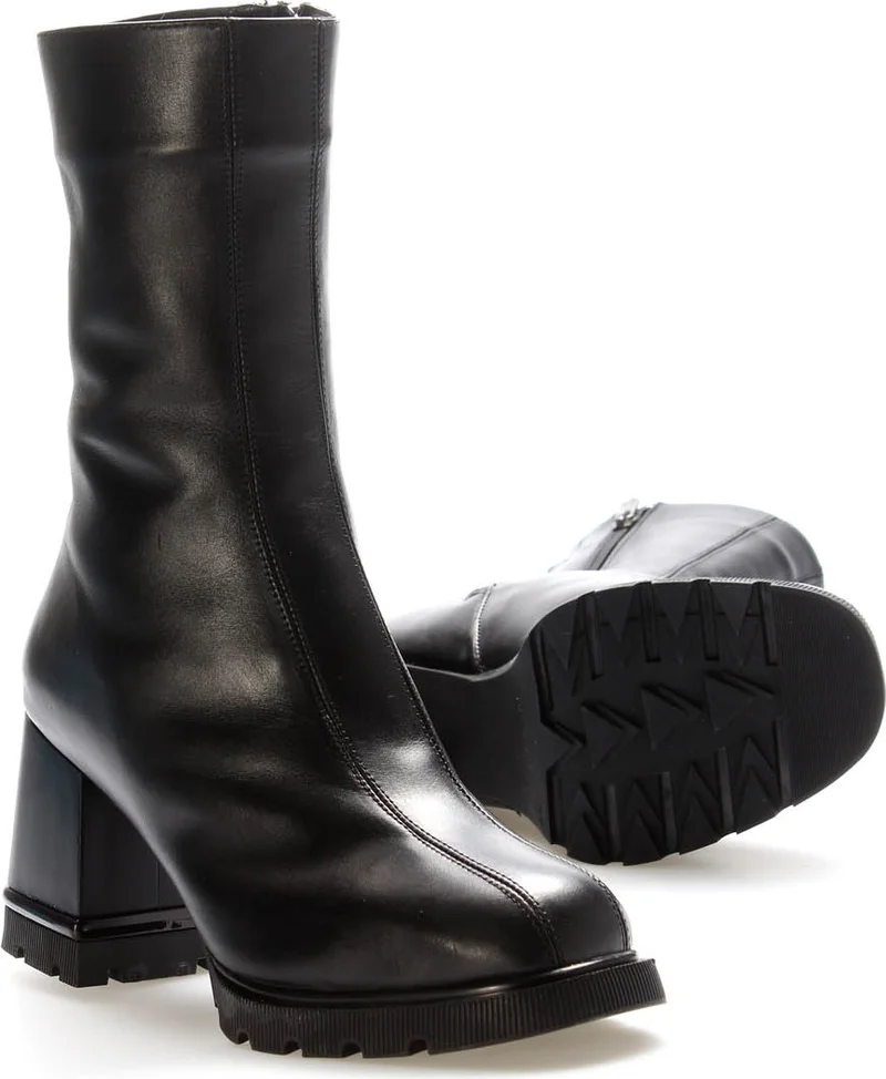 Fast Step Leather Fur Women's Thick Heeled Boots 212KZA444
