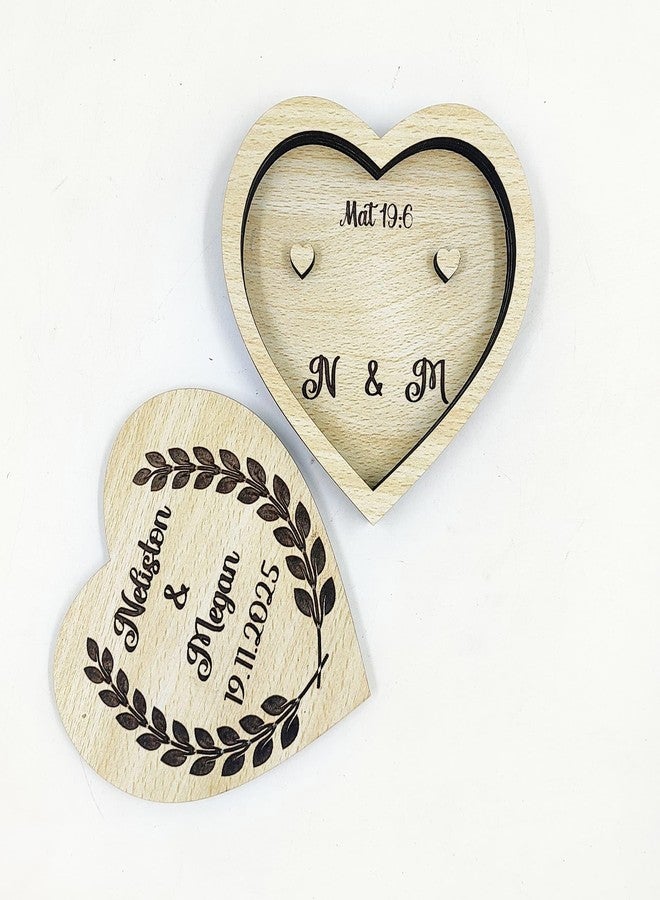 MeeCraft Wedding Ring Box Heart Shape Wood (12x10x2 cm) - Image 1