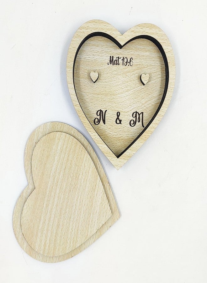 MeeCraft Wedding Ring Box Heart Shape Wood (12x10x2 cm) - Image 4