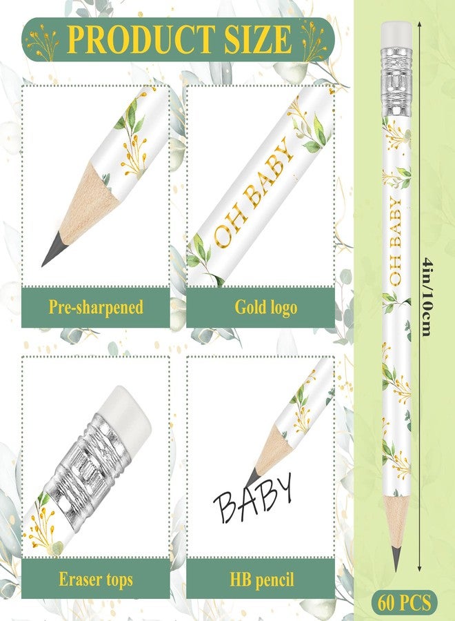 Tinlade 60 Pcs Sage Green Baby Shower Golf Pencils with Erasers Small Kids Sharpened Mini Pencils for School in Bloom Baby Shower Supplies - Image 2