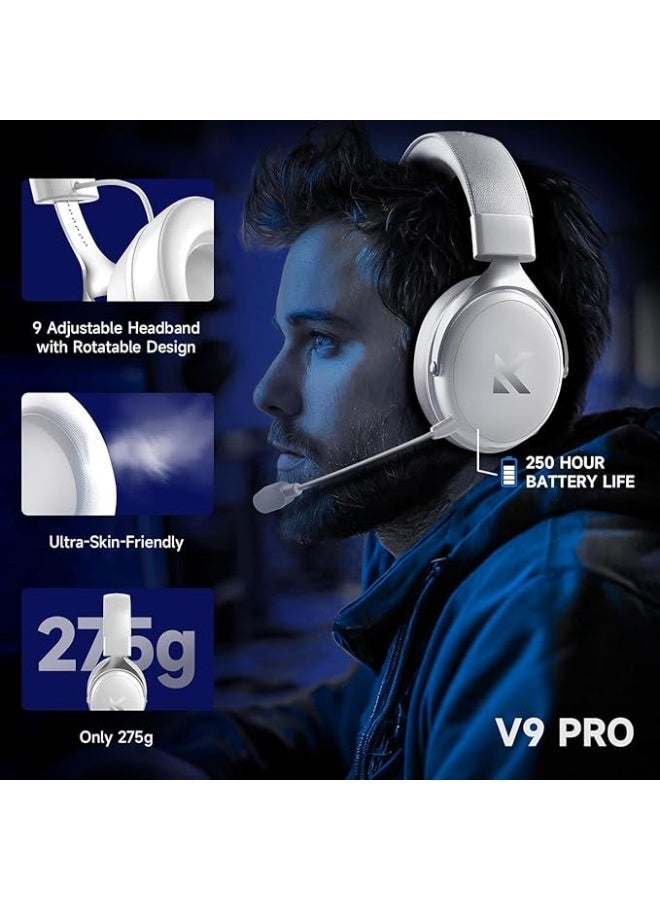 مكشوزي سماعة رأس V9 Pro بلوتوث، سماعة لاسلكية، سماعة بمحرك صوتي مدمج، مع ميكروفون، صوت محيطي 7.1، اتصال لاسلكي رباعي النمط، عمر بطارية يصل إلى 250 ساعة، متوافقة مع PS5 / الهواتف المحمولة / الحواسيب الشخصية - Image 5