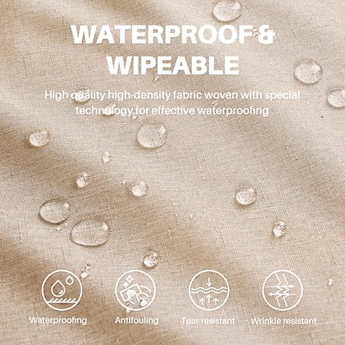 AUSSPVOCT Textured Linen 60 Inch Round Tablecloth Up to 40'' Tables, Waterproof Spill-Proof Wipeable Round Table Cloth Wrinkle Free Circle Dining Tablecover for Birthday Farmhouse Spring Easter Decor - Image 3