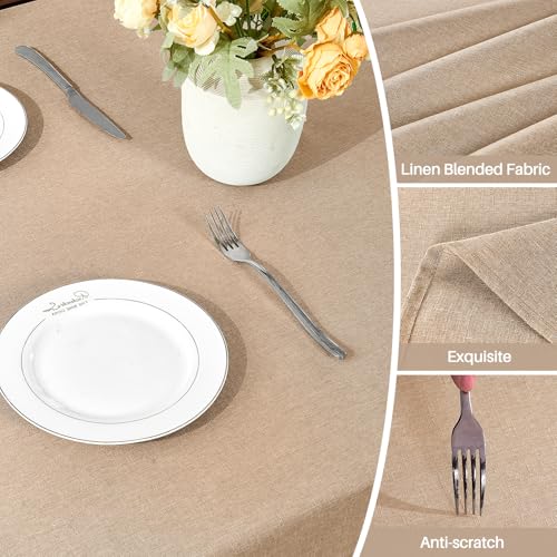 AUSSPVOCT Textured Linen 60 Inch Round Tablecloth Up to 40'' Tables, Waterproof Spill-Proof Wipeable Round Table Cloth Wrinkle Free Circle Dining Tablecover for Birthday Farmhouse Spring Easter Decor - Image 4