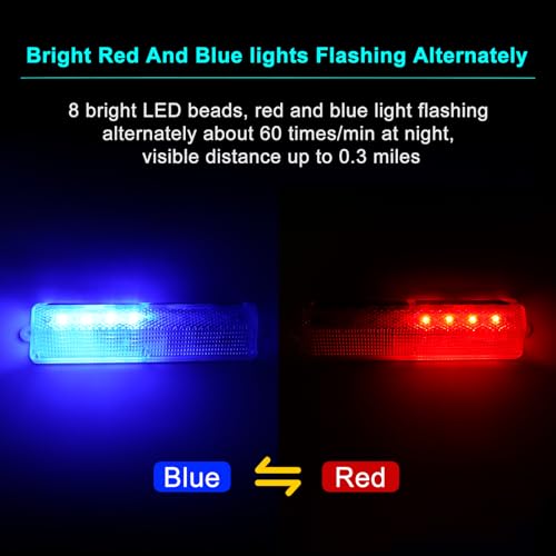 Aolyty Solar Warning Light, Bright Red and Blue Light Flashing Alternately Waterproof Emergency Caution Lights for Construction Site, Dock, Guardrails, Driveway, Beacon (Red & Blue) - Image 3
