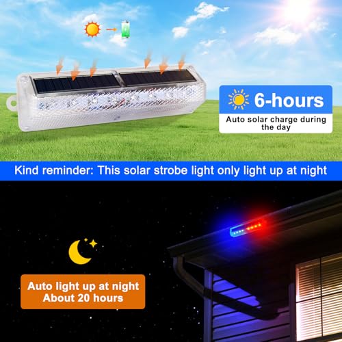 Aolyty Solar Warning Light, Bright Red and Blue Light Flashing Alternately Waterproof Emergency Caution Lights for Construction Site, Dock, Guardrails, Driveway, Beacon (Red & Blue) - Image 2