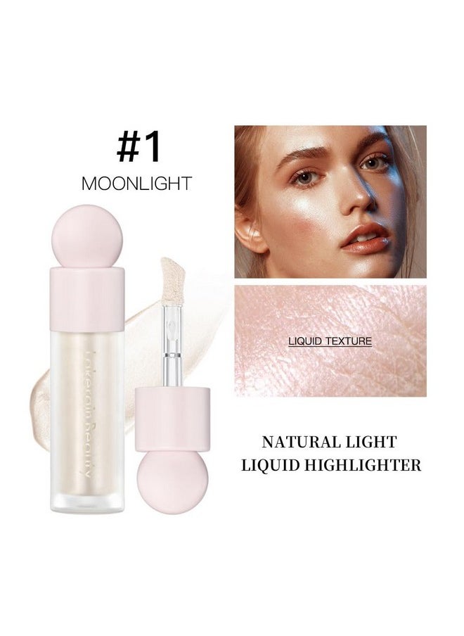 Mysense - Liquid Highlighter Makeup Natural Glow Face Highlighter Stick Silky Smooth Light Liquid Luminizer Long Lasting Highlight Face Illuminator Make Up 01 Moonlight White - Image 1