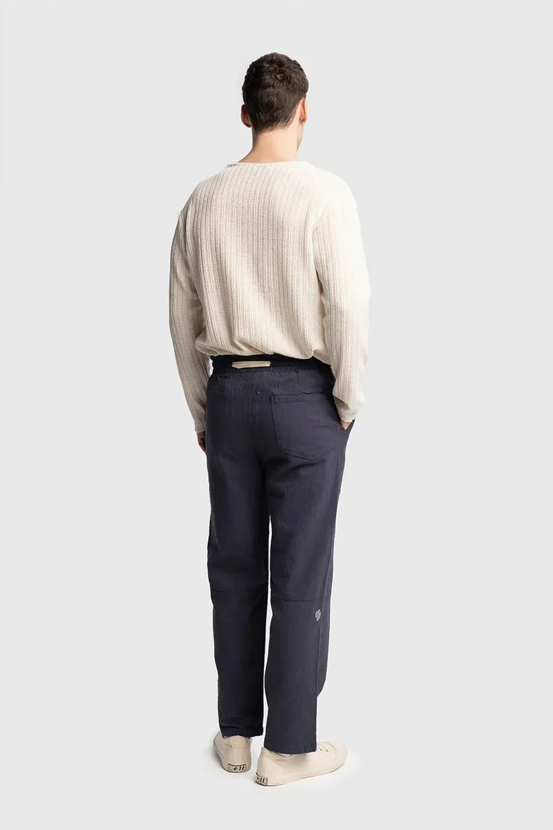 Giesto Navy Blue GIESTO Straight Leg Pants with Drawstring Waist for Men | Best Price UAE